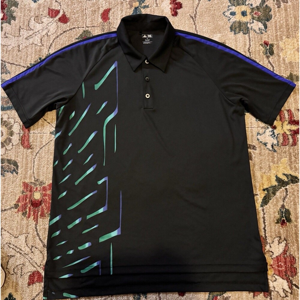 Adidas Golf Polo Shirt Golf Activewear Men’s Size Medium Black  Shirt 3 Stripe